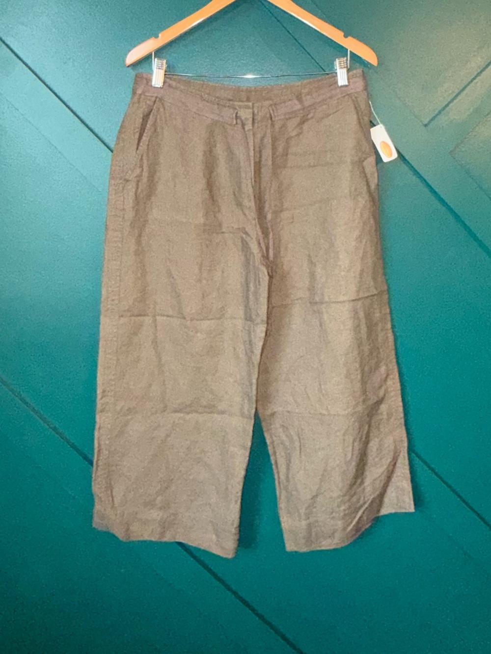 Talbots Olive Wide-Leg Linen Chinos Boho Size 10